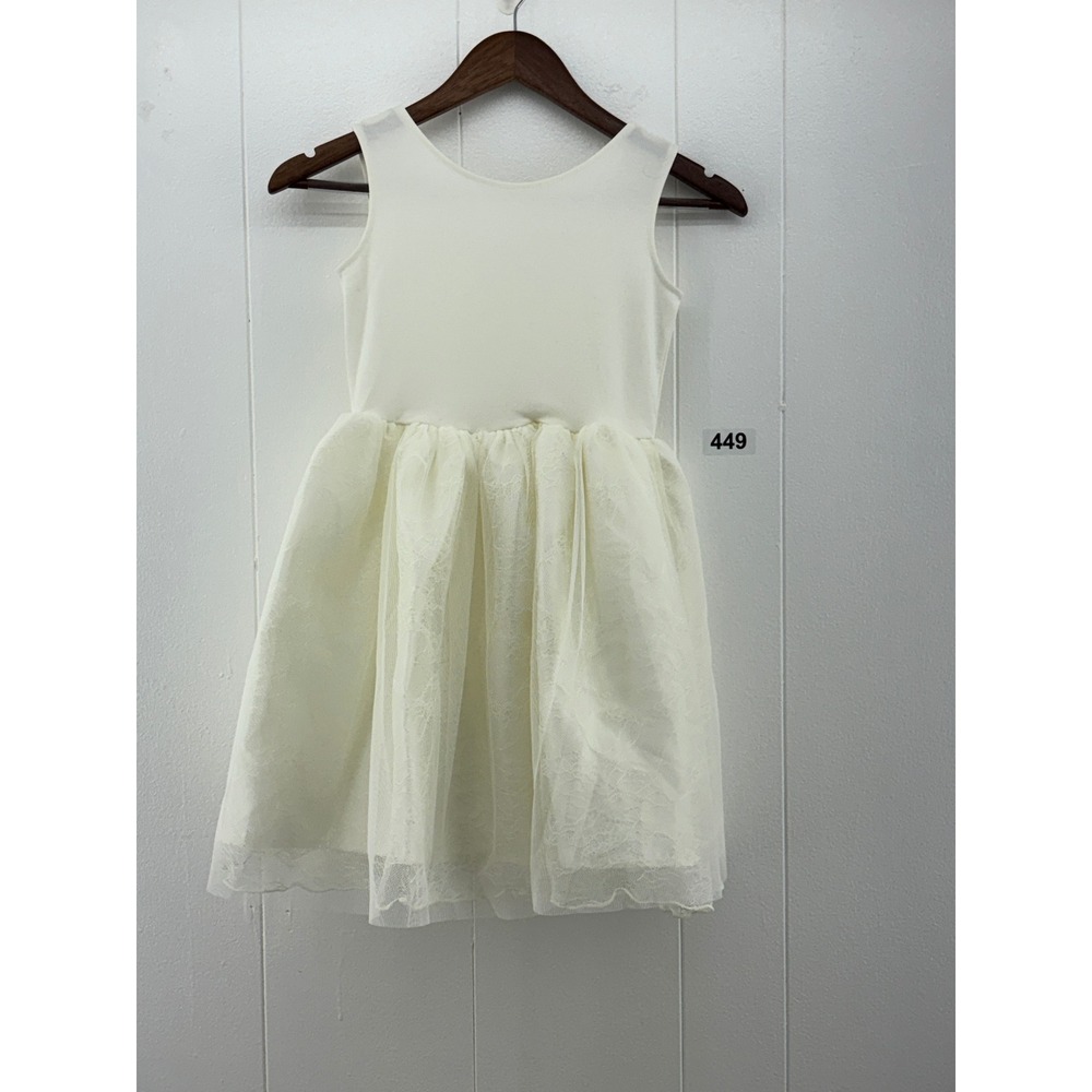 HM Kids Sleeveless Tulle Lace Party Dress Cream Off White Size 6X